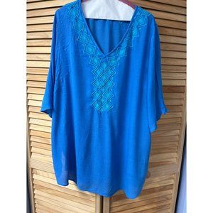 Lilly Pulitzer Gauze Cotton Top Tunic 1X Blue